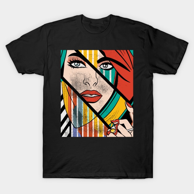 Pop Art Girl T-Shirt by Tezatoons